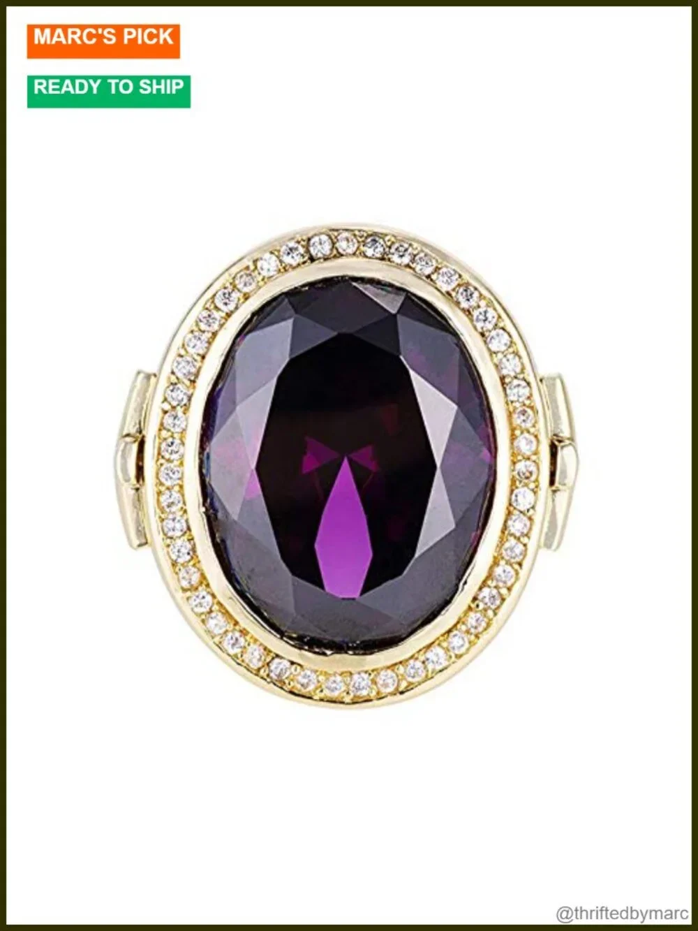 HKN1682 Designs 14k Gold Plated Bishop Cross Ring Cubic Zirconia